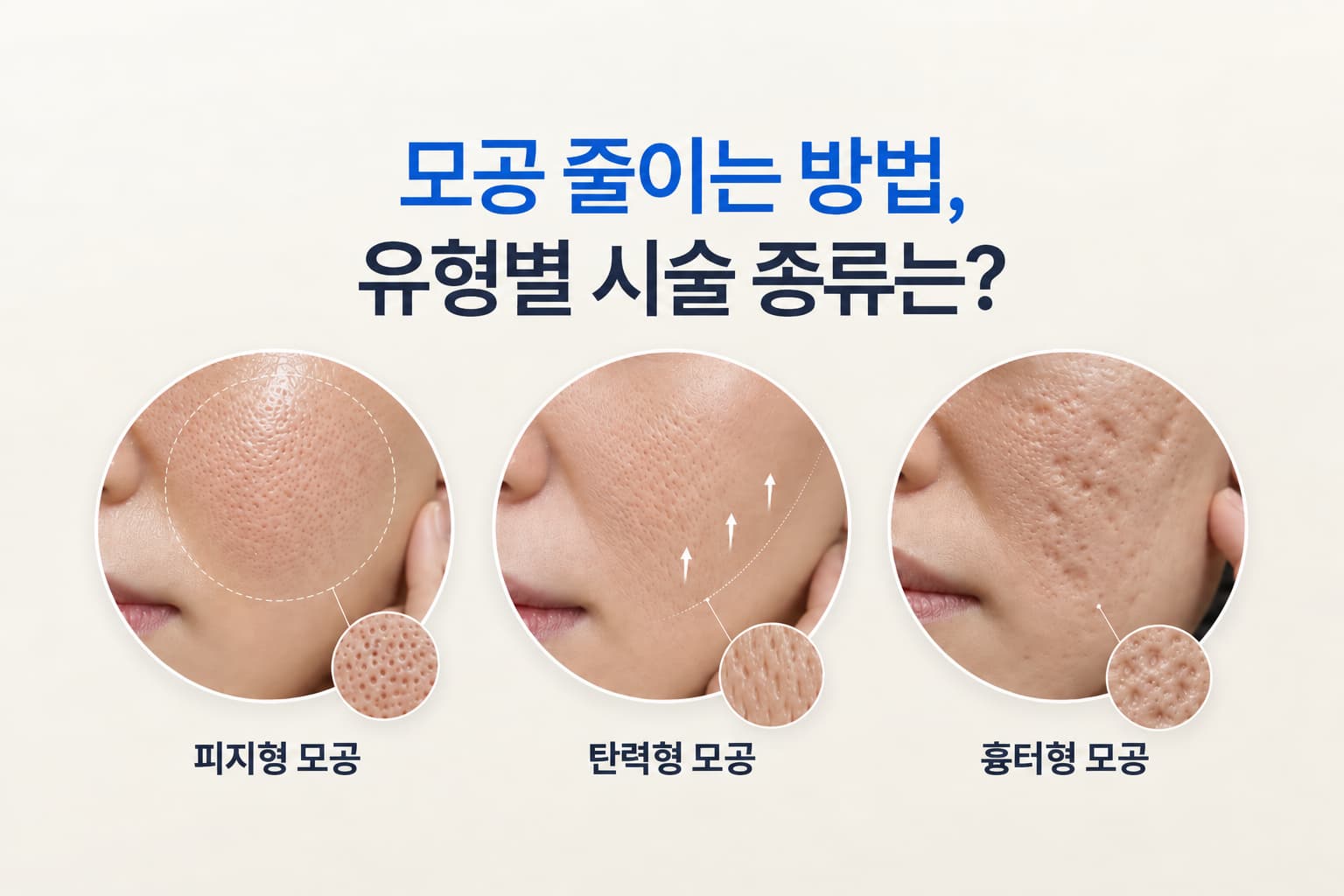 모공 줄이는 시술 종류는_피지_탄력_흉터형 모공 유형별 선택 기준